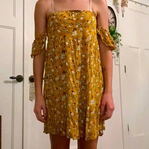 Yellow Off The Shoulder Floral Dress